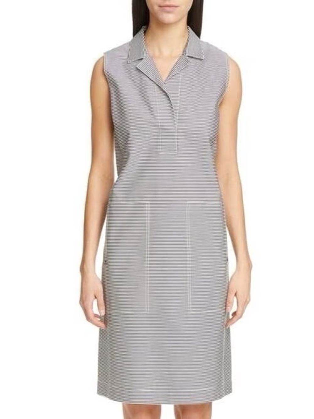 Lafayette 148 New York Sleeveless Gray Sheath Dress